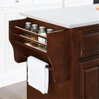 Pemberly Row Transitional Wood/Granite Kitchen Island in Mahogany