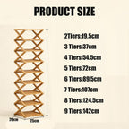 Foldable Shoe Rack, 9-Tier Bamboo Vertical Shoe Organizer, Narrow Space-Saving Shelf, No-Tools Assembly, Expandable Storage for Closet, Entryway, Corner, Bedroom (Brown, 6 Tire)