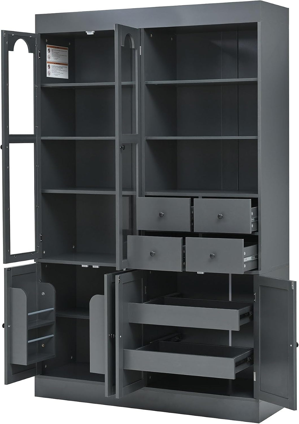 71" Blue Kitchen Pantry Cabinet, Tall Kitchen Storage Cabinets with Doors & Shelves, Freestanding Pantry Cabinet & Pantry Cupboard with Drawers for Dining Room Entryway (Gray, 75inch)