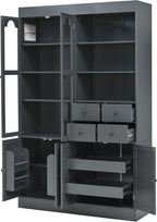 71" Blue Kitchen Pantry Cabinet, Tall Kitchen Storage Cabinets with Doors & Shelves, Freestanding Pantry Cabinet & Pantry Cupboard with Drawers for Dining Room Entryway (Gray, 75inch)
