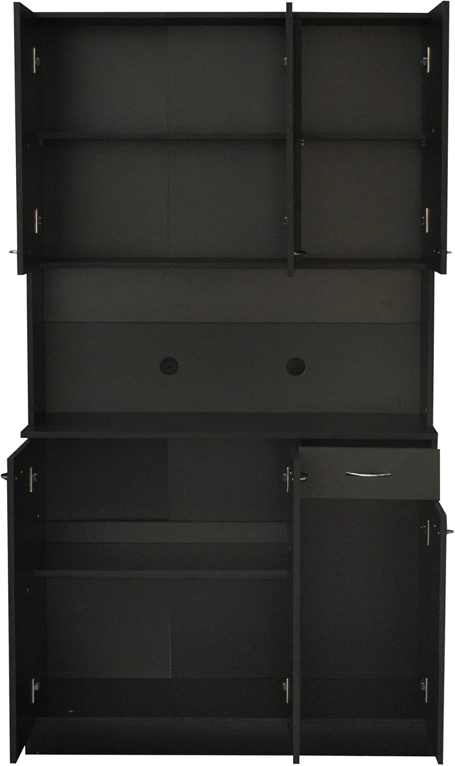 70.87" 6-Door Modern Kitchen Pantry Cabinet Combo with Drawer&Shelf for Dining Room Kitchen Living Room, Black