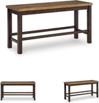 Signature Design by Ashley Sharlander Casual Counter Height Dining Bench with Foot Rest, Light Brown & Dark Brown
