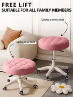 Small Chair Round Rolling Stool with Wheels PU Leather Height Adjustable Swivel Drafting Work SPA Salon Stools Home Office Chair