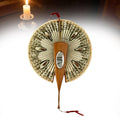 Antique Mirrored Mechanical Folding Fan for Women | Vintage Olive Wood, Swallow Pattern, Lace Trim, Victorian Style, Hidden Mirror