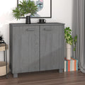 Dark Grey Solid Pine Wood Sideboard with MDF Large Storage Cabinet, Rustic Design for Living Room and Dining Area, Two Doors and Built-in Shelves for Ample Storage, Durable