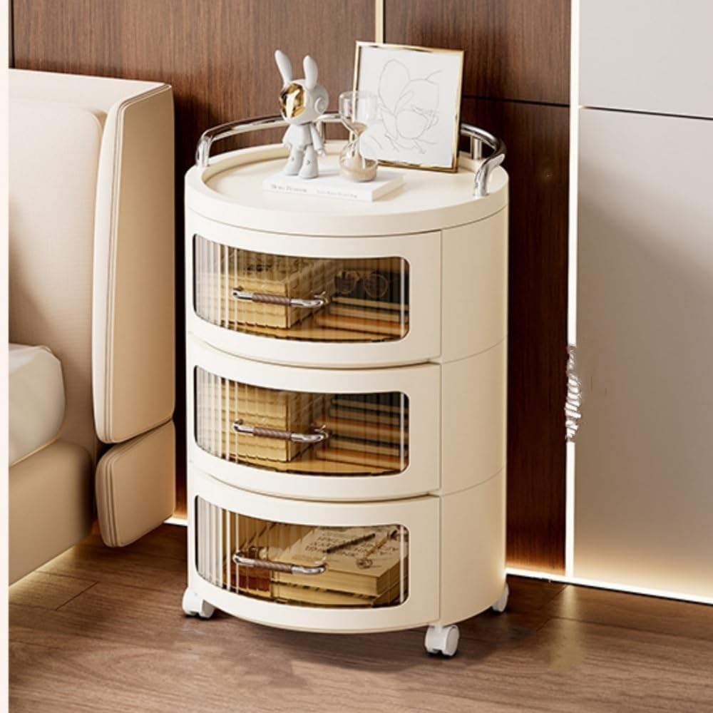 Storage Cabinet Multi-Layer Nightstand with Drawers Small Dresser and Organizer Bedside End Table for Living Room All Occasion(Clear)