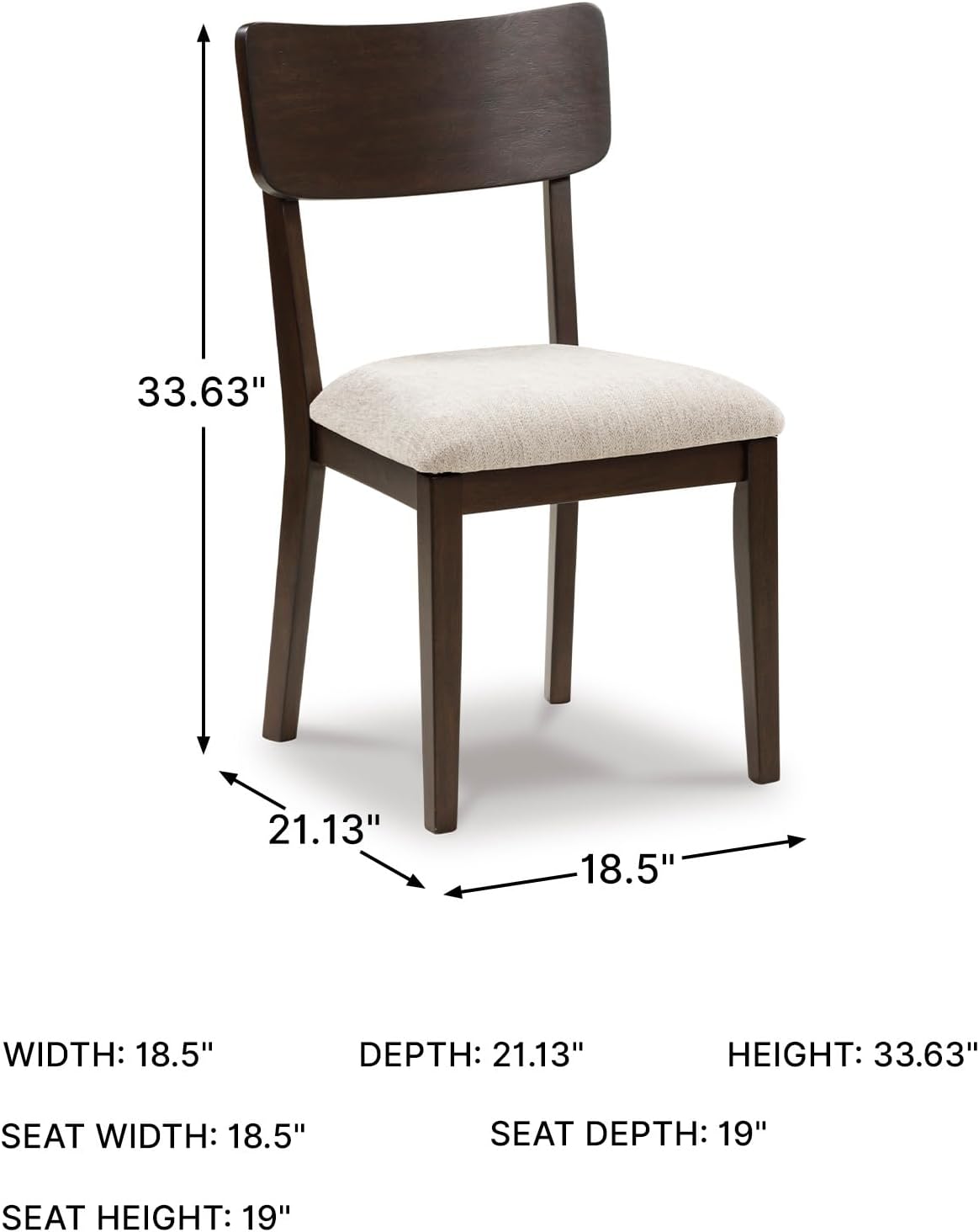 Signature Design by Ashley Favelon Dining Side Chairs, Set of 2, Mid-Century Modern Upholstered Wood, Curved Backrest, Cushioned Seat, Merlot Finish & Beige Fabric