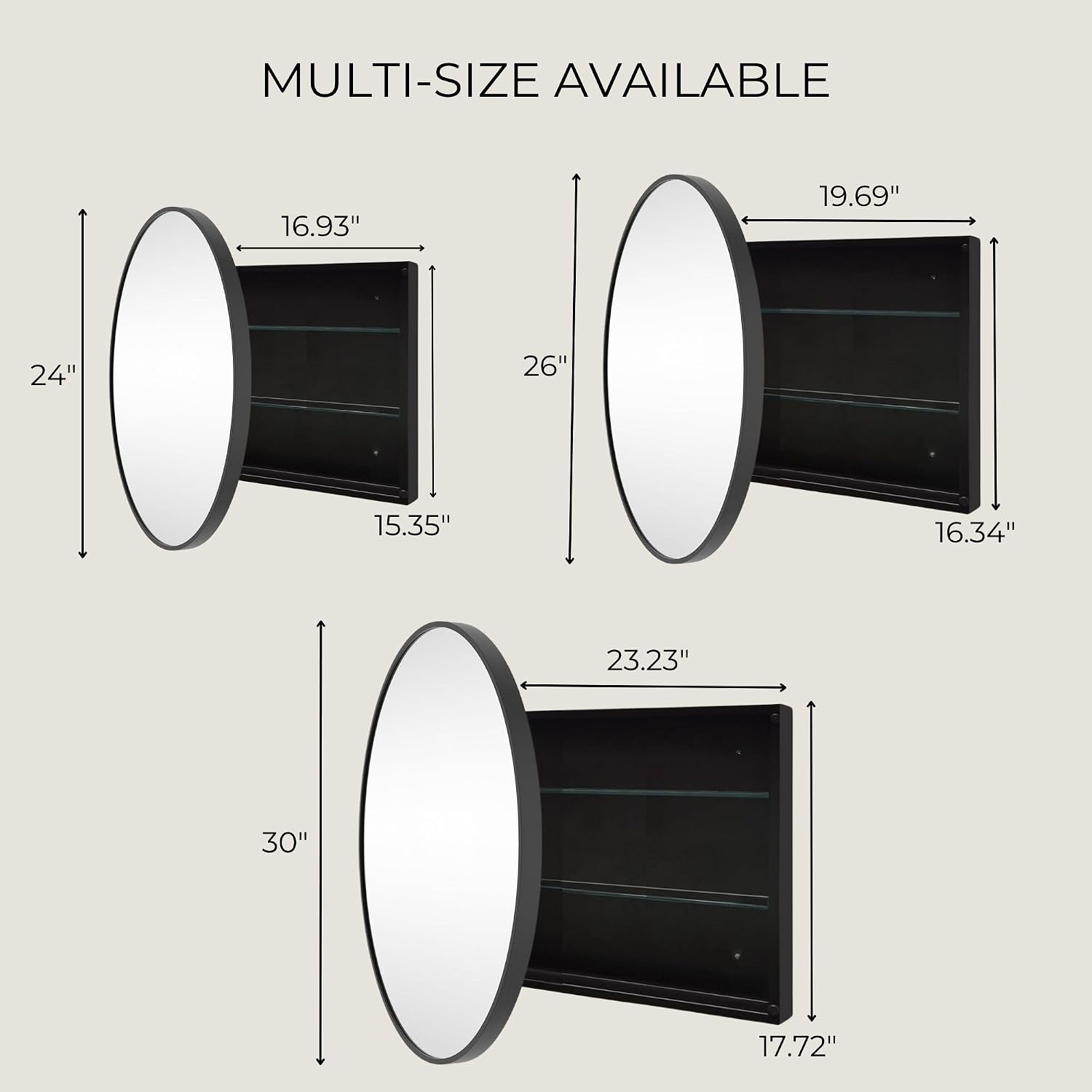 Surface Mount Oil Rubbed Bronze Round CircleBathroom Medicine Cabinet with Mirror Circlular Shaped Stainless Steel Metal Framed Medicine Cabinets Bathroom Cabinet with Mirror 24'' Diameter