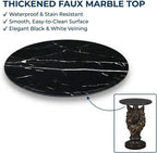 Wolf Head Side Table, Round End Table with 17.72" Black Faux Marble Top, Resin Wolf Statue Base, Unique Animal Accent Tables for Living Room Bedroom Home Decor