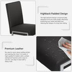 Modern Dining Chair Set of 2, Comfortable Dining Chair with Thick Cushions, Upholstered Leather Kitchen Side Chair with Metal Feet for Home, Kitchen, Living Room, Dining Room and Cafeteria, Black