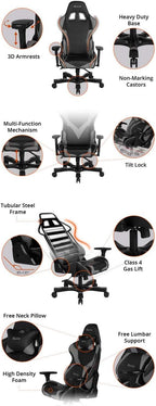 Clutch Chairz Crank Series Gaming Chair - Premium Ergonomic Design, Lumbar and Head Support Pillows - Black/Red