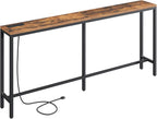 MAHANCRIS 70.9'' Console Table with Power Outlet, Narrow Sofa Table with Charging Station, Skinny Behind Couch Table for Entryway, Hallway, Foyer, Living Room, Rustic Brown CTHR18E01Z1