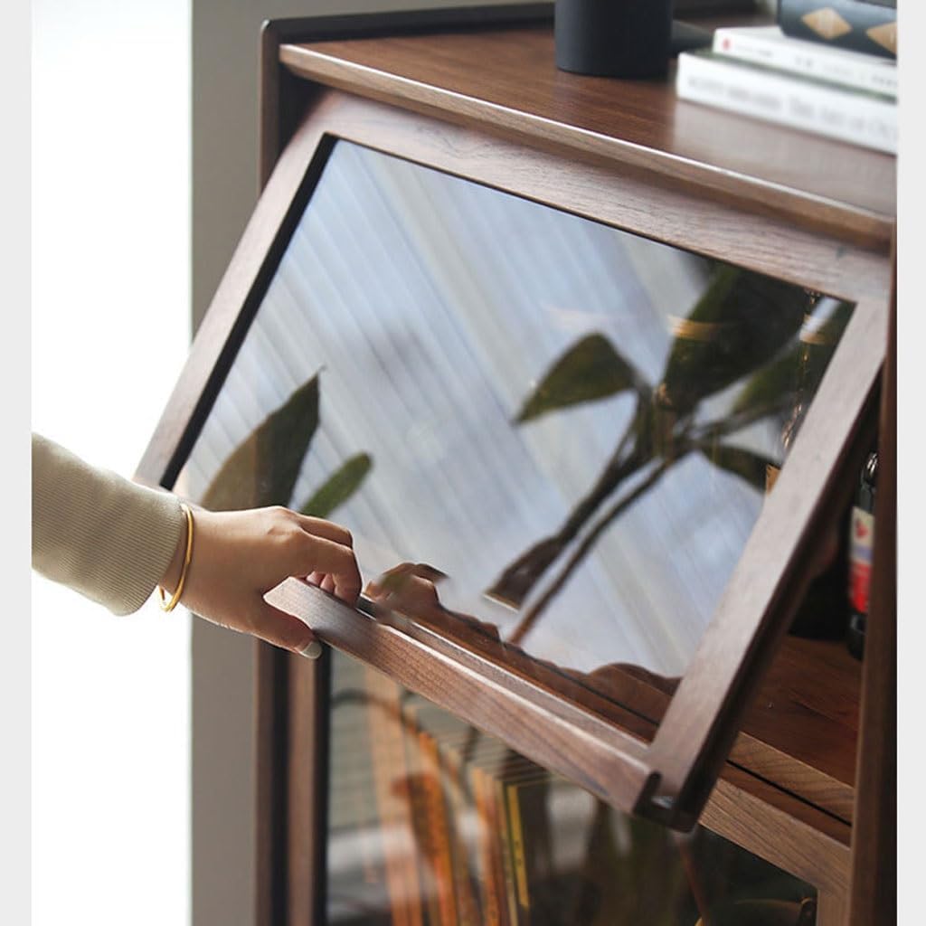 Entryway Cabinet Nordic Black Walnut Living Room Kitchen Dining Side Simple Cupboard Side Cabinet Solid Wood Storage Cabinet Sideboard Storage Cabinet