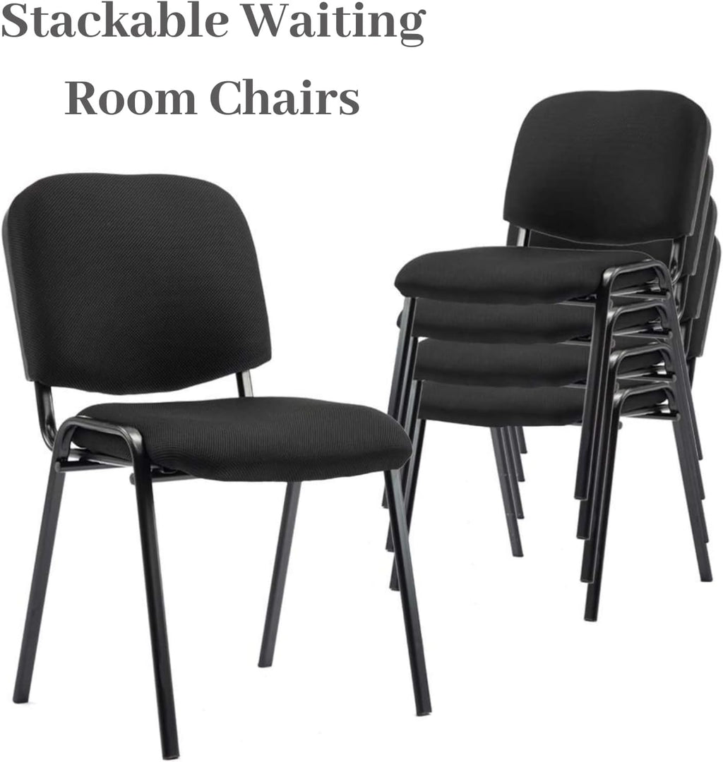 ROCITY Waiting Room Chairs Set of 5 Stackable Conference Room Chairs Mesh Office Reception Chair for Guest, School Breakroom Banquet Church Lobby (Mesh-Cushion,Black,5PCS)