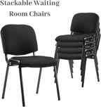 ROCITY Waiting Room Chairs Set of 5 Stackable Conference Room Chairs Mesh Office Reception Chair for Guest, School Breakroom Banquet Church Lobby (Mesh-Cushion,Black,5PCS)
