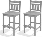 Outdoor Bar Stools Set of 2, HDPE Tall Adirondack Bar Chairs 27.5 Inch Seat Height w/Backrest, All Weather Patio Bar Height Chairs for Bistro Balcony Deck Poolside (Slate Grey)