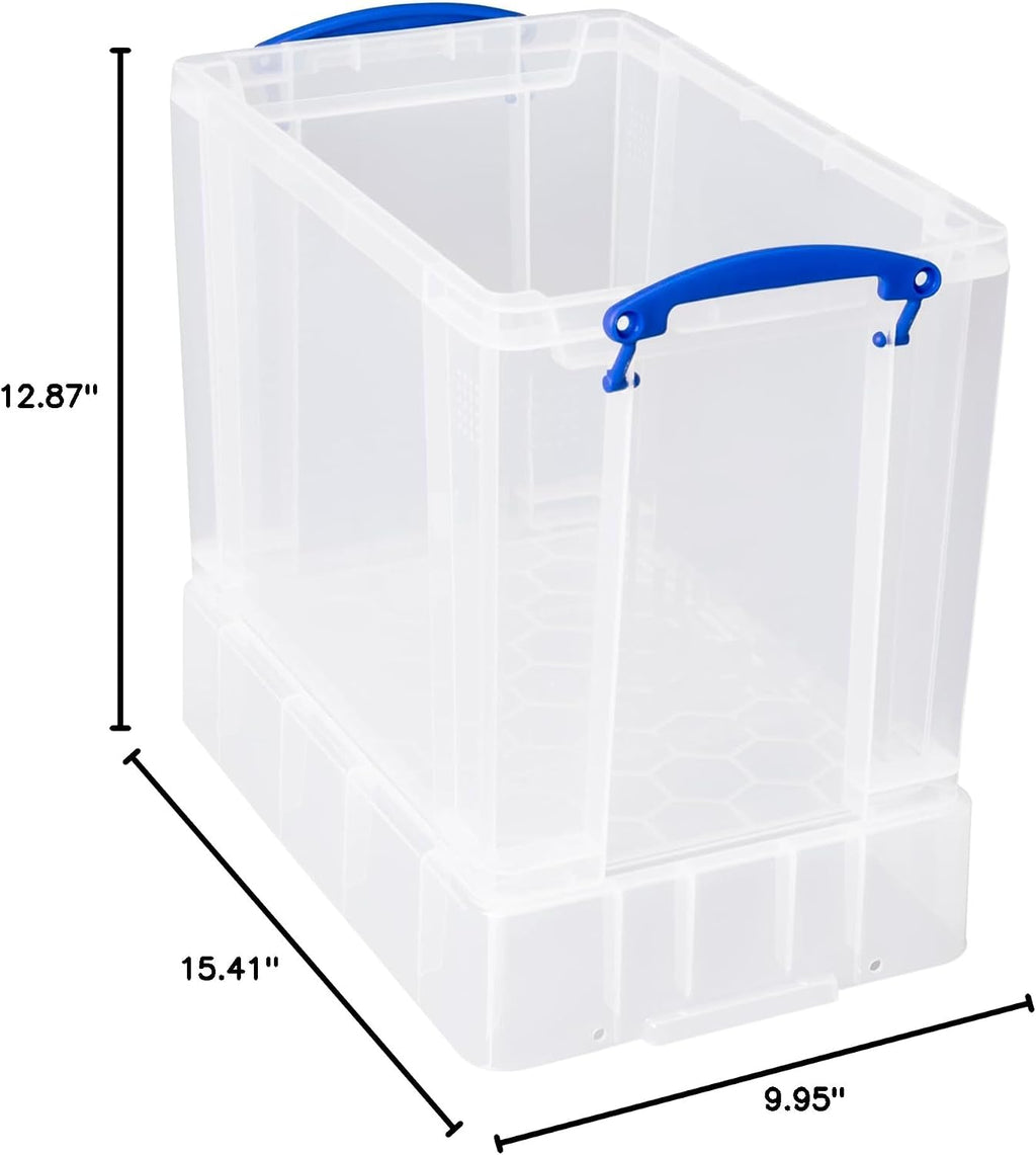 Really Useful Box Plastic Storage 19 Litre With XL Lid Clear (Pack Of 4)