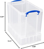 Really Useful Box Plastic Storage 19 Litre With XL Lid Clear (Pack Of 4)