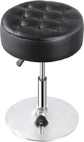 JupiterForce Adjustable Vanity Stool Chair for Makeup, 360° Swivel Makeup Vanity Chair Faux Leather Vanity Stool for Makeup Room, Bathroom and Living Room, Black