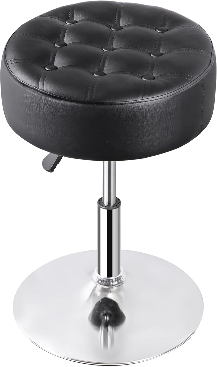 JupiterForce Adjustable Vanity Stool Chair for Makeup, 360° Swivel Makeup Vanity Chair Faux Leather Vanity Stool for Makeup Room, Bathroom and Living Room, Black