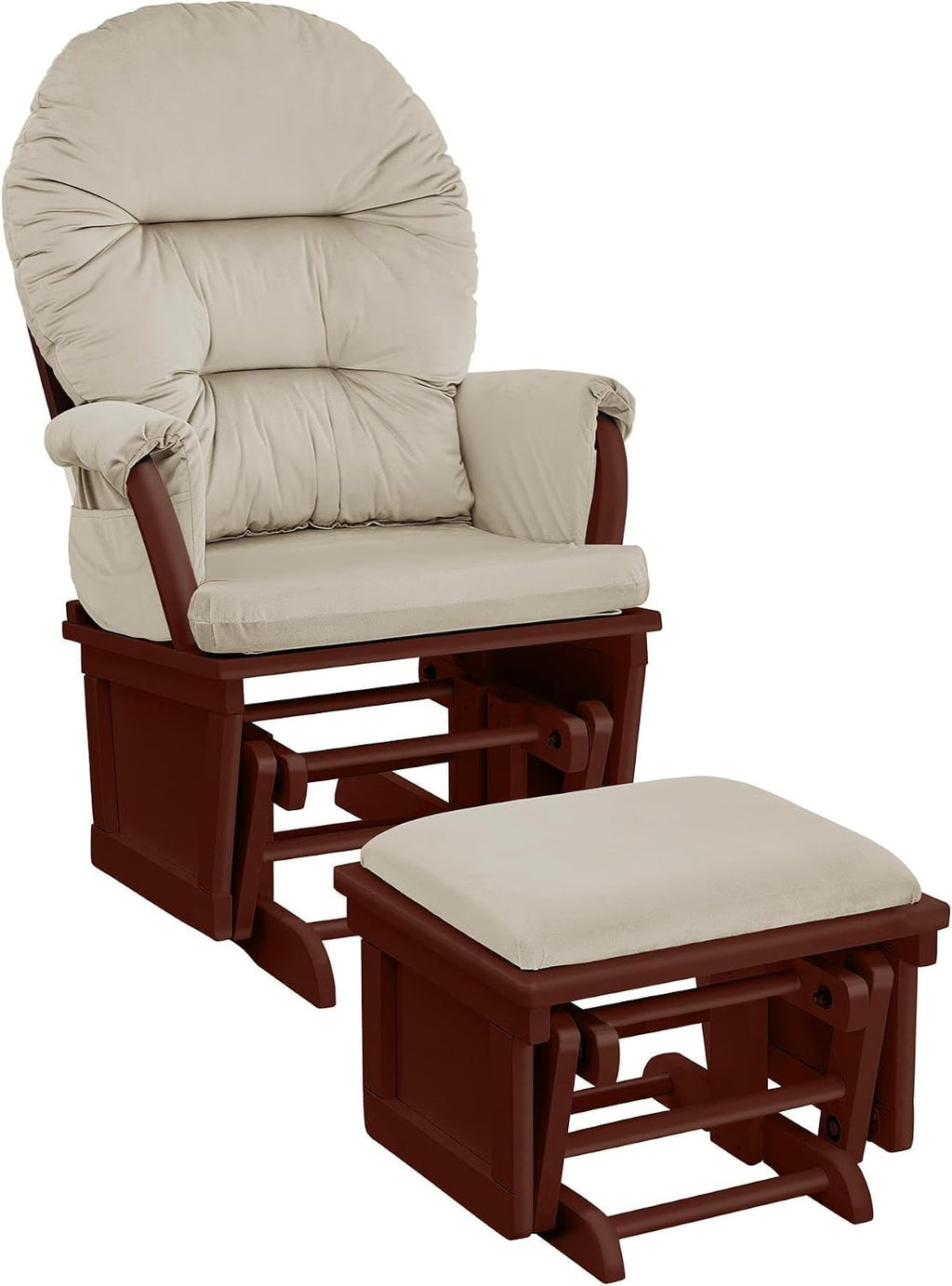 Suite Bebe Madison Nursery Rocking Chair with Ottoman, Wooden Glider for Baby Nursing, Smooth Gliding Rocker, Espresso and Beige