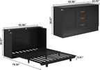 AFI, Charleston Queen Wood Murphy Bed Chest with 6" Mattress, Black