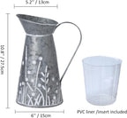 Vintage Galvanized Metal Pitcher Vase, Farmhouse Rustic Flower Vase with Handle, Decorative Floral Milk Jug Vase for Home Décor, 10.8’’H