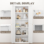 Extra Tall 2-Door Metal Storage Cabinet, 71-Inch Pantry Cabinet with Adjustable Shelves, 180 lbs Capacity, Large Steel Locker for Kitchen, Pantry, Utility Room