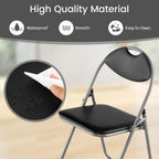 POWERSTONE Folding Chairs 2 Pack 300-Pound Capacity, Sturdy Metal Foldable Chairs, PU Leather Padded Folding Chairs Set of 2 Assembled for Meeting Room Classroom Restaurant and Patio