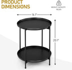 2 Tier End Table Metal Side Table Waterproof Small Sofa Coffee Side Tables Bedroom Indoor Outdoor for Living Room Bedroom Balcony and Office