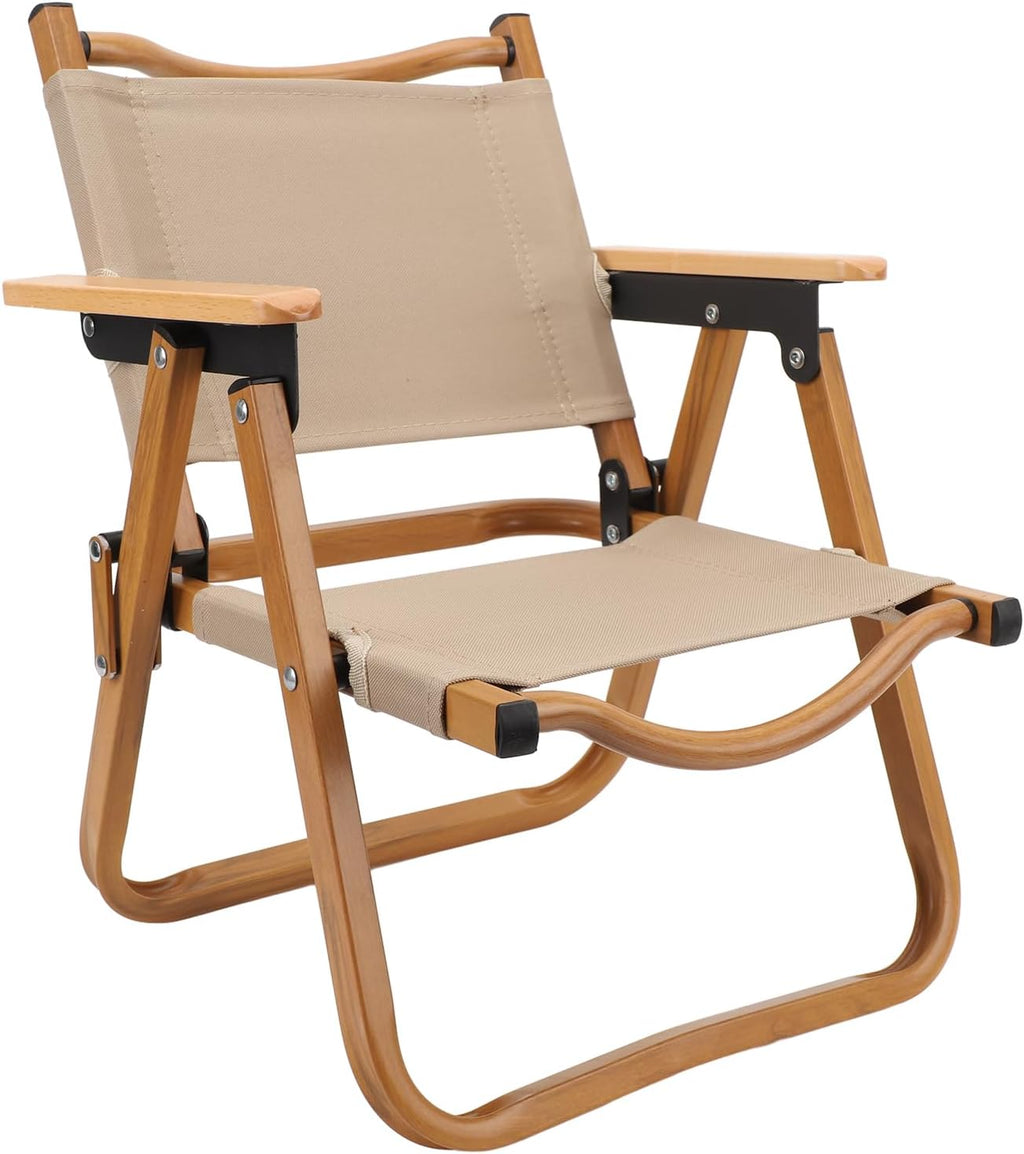 Zopsc Kids Folding Camping Chair, Portable Children Camp Chair with Aluminum Frame Wood Grain Canvas, Outdoor Toddler Seat for Beach