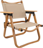 Zopsc Kids Folding Camping Chair, Portable Children Camp Chair with Aluminum Frame Wood Grain Canvas, Outdoor Toddler Seat for Beach