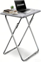 Tv Trays Folding Tv Table, Dinner Table for Eating with Sturdy Metal Frame, Small Foldable Snack Trays Table for Living Room, Couch,Sofa, Bed, No Assembly Required (White Marble)