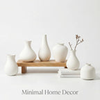 White Ceramic Bud Vase Set of 10, Small Vases for Pampas Grass, Flowers, Mini Vases for Modern Home Decor, Minimalist Decor, for Living Room, Dining Table & Shelves
