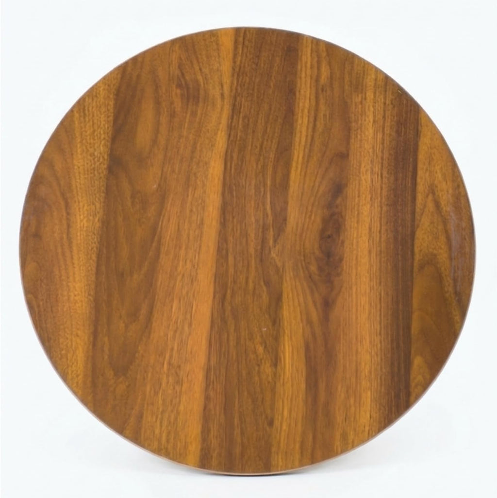 Small Round Side Table-17.7" Cute End Table with 2-Tier Storage-Waterproof Low Nightstand for Kids Room,Nursery,Small Spaces,Plant Stand&Bean Bag(Walnut)