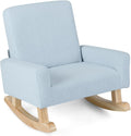 Kids Rocking Chair, Toddler Couch with Solid Wood Base & Non-Slip Pads, Durable Linen Fabric Toddlers Sofa, Children Rocker Armchair in Playroom, Nursery, Bedroom