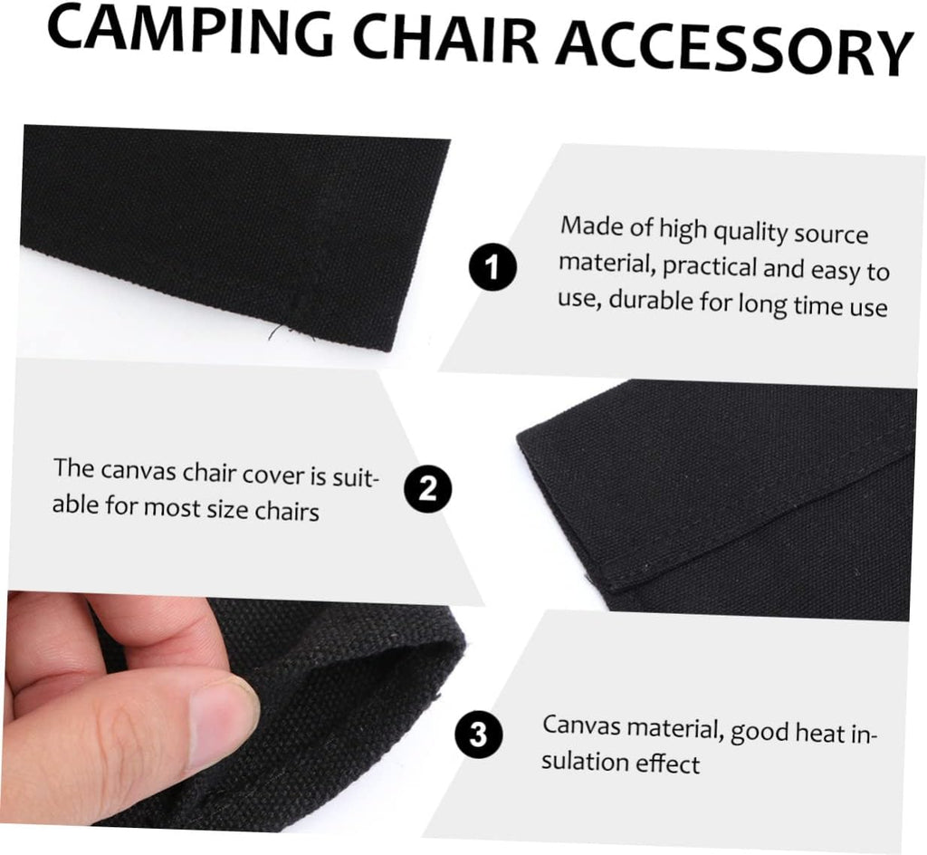 BESPORTBLE 1Set Replacement Cover Canvas, Black Casual Directors Chair Cover Kit Replacement Canvas Seat and Back with Wood Stick for Home Director Chair