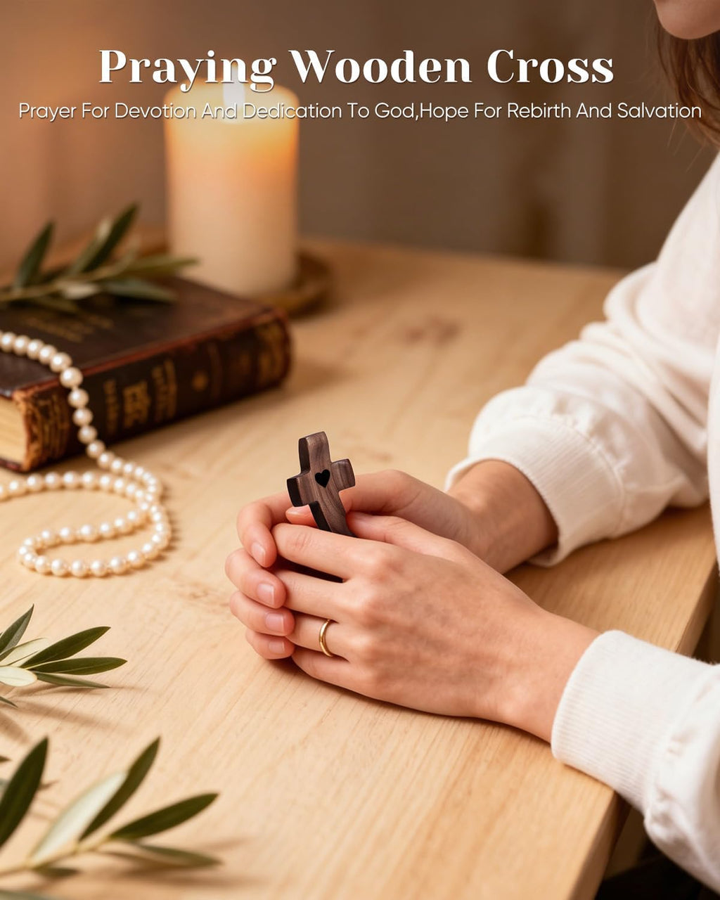 10-Pack Wooden Cross Fidget, Handmade Pocket Wood Crosses, Cross My Heart | Encouragement Gift, Relieve Anxiety for Yourself, Inspirational Easter Gift for Christian Faith, Prayer, Father Day Gifts