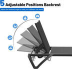 Outdoor Lounge Chairs Set of 2, Aluminum Pool Lounge Chairs with 5 Adjustable Backrest and Side Table, Full Flat Patio Lounge Chair for Sunbathing & Tanning, Poolside, Patio, Beach -Dark Grey