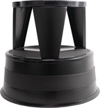 Cramer Kik Step Steel Step Stool - Two Step, Holds 350 lbs, Rolling Stool with Wheels, Non-Slip Surface, Black