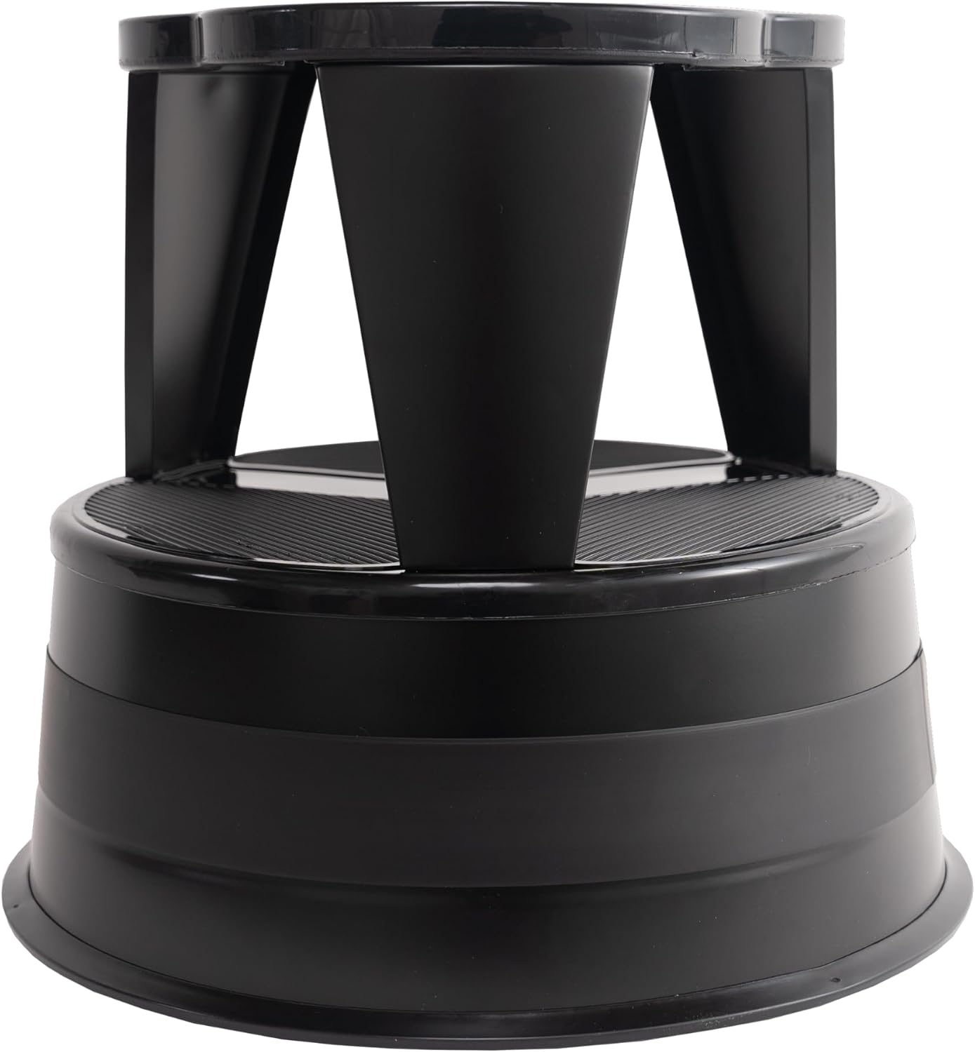 Cramer Kik Step Steel Step Stool - Two Step, Holds 350 lbs, Rolling Stool with Wheels, Non-Slip Surface, Black