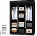 American Dream Heavy Duty Storage Closet, Black, 50.3" W x 18" D x 67" H | Freestanding, Wardrobe Organizer Cabinet, With Shelving