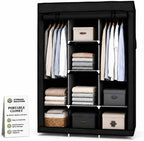 American Dream Heavy Duty Storage Closet, Black, 50.3" W x 18" D x 67" H | Freestanding, Wardrobe Organizer Cabinet, With Shelving