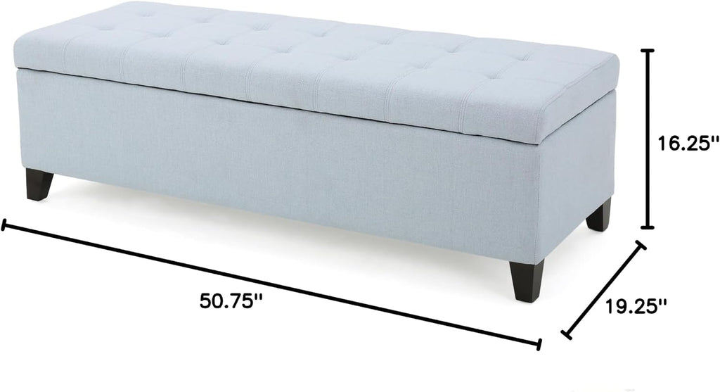 Storage Ottoman Bench, End of Bed Ottoman Bench Legs, Upholstered Entryway Storage Bench, for Bedroom, Living Room, Holds up to 250 lb, Beige (Light Sky)
