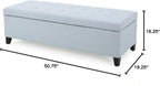 Storage Ottoman Bench, End of Bed Ottoman Bench Legs, Upholstered Entryway Storage Bench, for Bedroom, Living Room, Holds up to 250 lb, Beige (Light Sky)