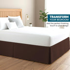 Queen Bed Skirt 11 Inch Drop,Single Fabric Construction, Box Pleated Dust Ruffle, 600 Thread Count Luxury Bed Skirts Chocolate Solid