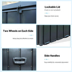 Galvanized Steel Outdoor Storage Box Lockable Bench with Hydraulic Lid Wheels for Patio Backyard Pool Cushions Tools Package Storage (Dark Brown)