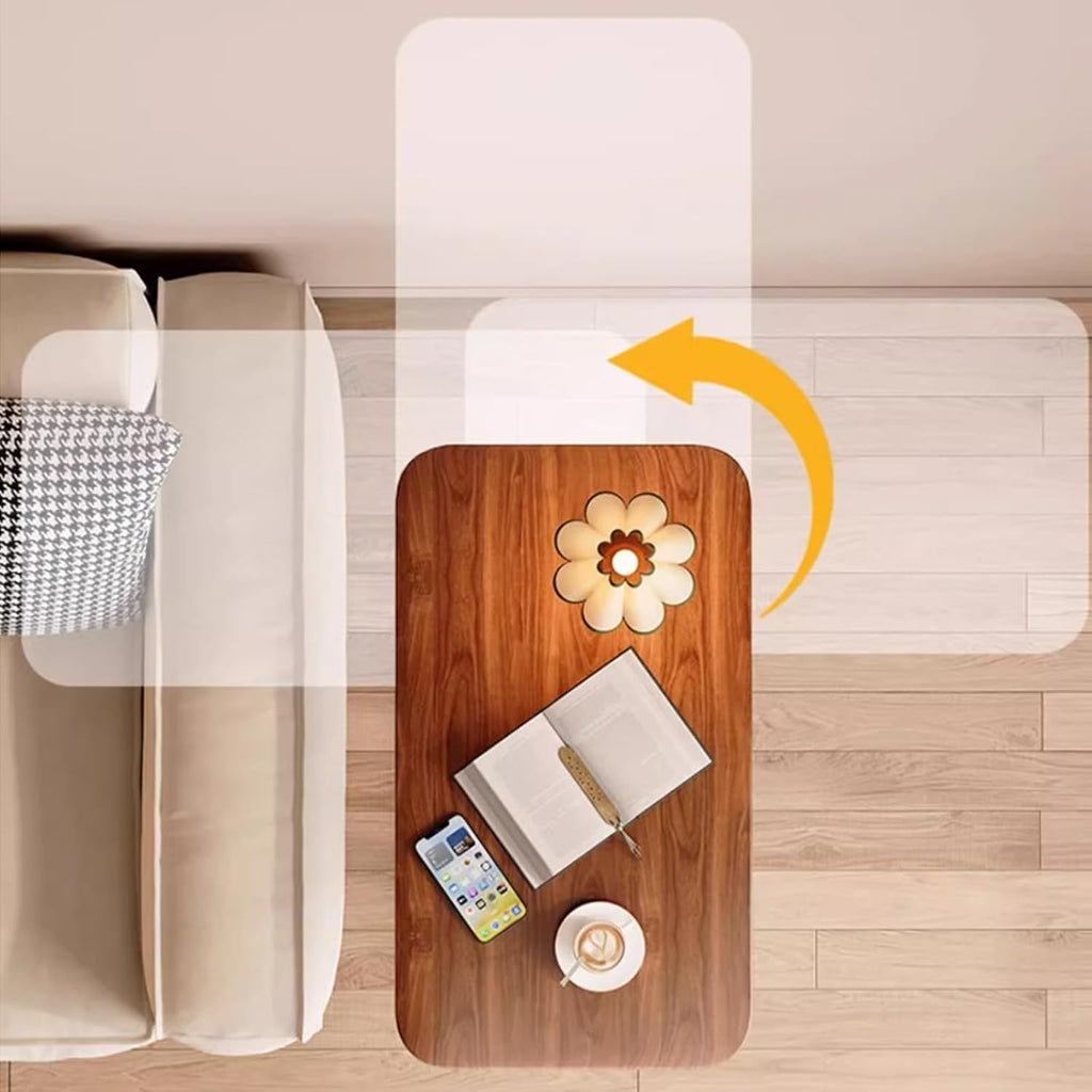 C Shaped End Table Adjustable Height, 360° Swivel C Side Tray, Small Bedside Table, for Couch, Living Room, Bedroom, Corners and Office (Walnut)