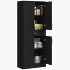 HOMCOM 71" Kitchen Pantry Cabinet with Adjustable Shelf and Drawer, Freestanding Tall Storage Cabinet with Double Doors, Distressed Black