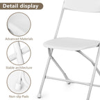 OS MOTOR Folding Chairs 10 Pack, Heavy-Duty Plastic Foldable Chairs with Sturdy Metal Frame, 350 lbs Capacity, Stackable Portable for Weddings, Parties, Office, Indoor, Outdoor Events, White